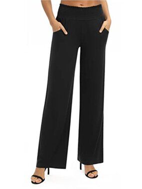 Vintage High Waist Wide Leg Palazzo Pants with Pockets